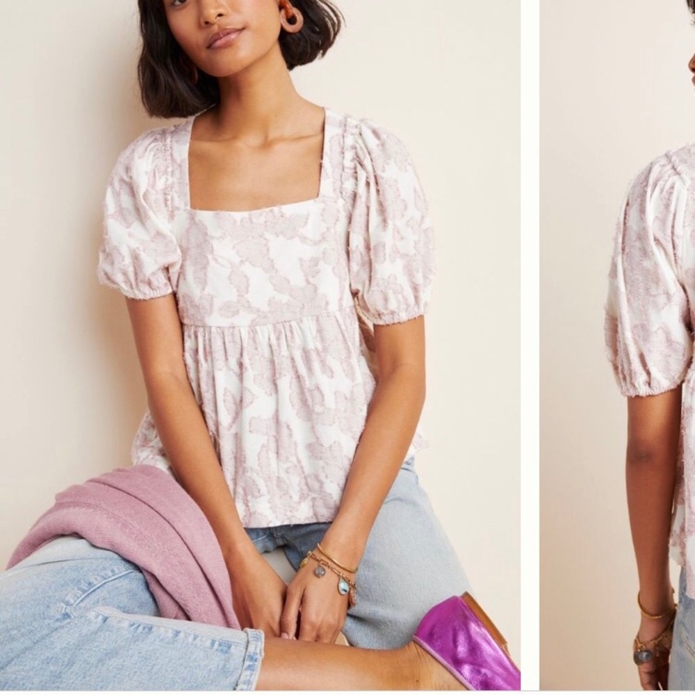 Anthropologie Batia textured babydoll top by Maeve